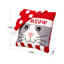 Load image into Gallery viewer, 14&quot;L Hooked 3D Cat Meow Throw Pillow
