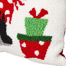 Load image into Gallery viewer, 14&quot;L Hooked Christmas Cat Throw Pillow
