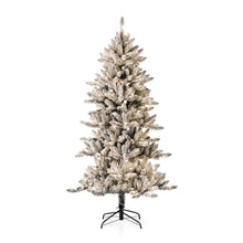 Load image into Gallery viewer, 6ft Pre-Lit Snow Flocked Slim Fir Artificial Christmas Tree with 300 Warm White Lights
