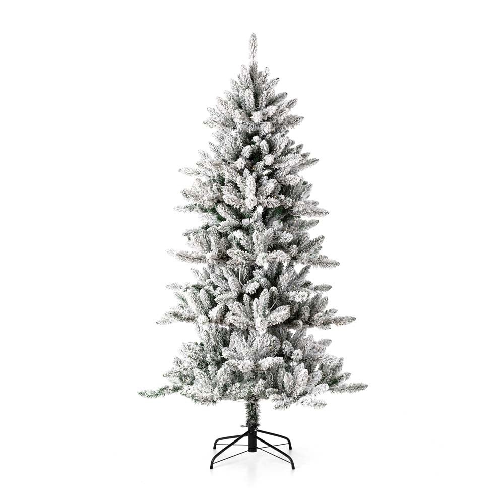 6ft Pre-Lit Snow Flocked Slim Fir Artificial Christmas Tree with 300 Warm White Lights