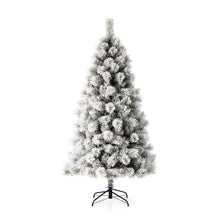 Load image into Gallery viewer, 6ft Pre-Lit Snow Flocked Pencil Pine Artificial Christmas Tree with 300 Warm White Lights
