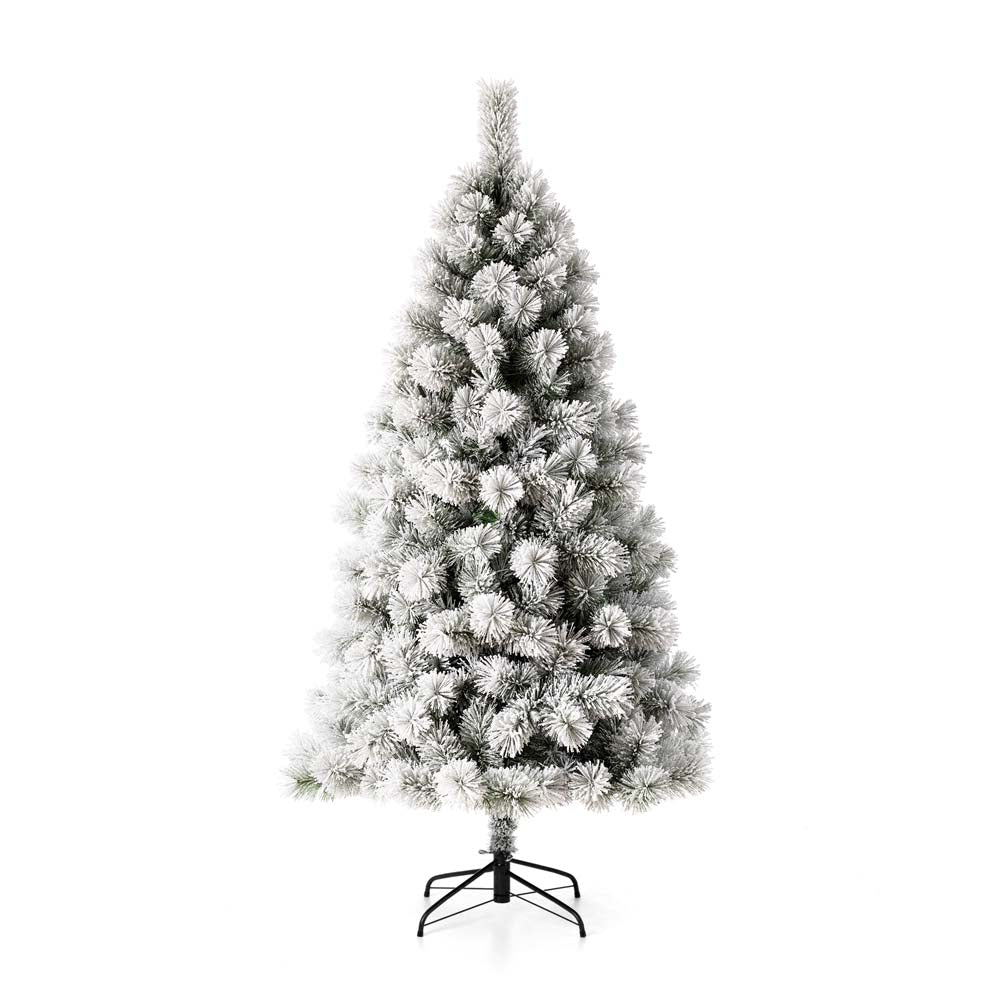 6ft Pre-Lit Snow Flocked Pencil Pine Artificial Christmas Tree with 300 Warm White Lights