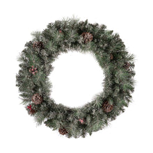 Load image into Gallery viewer, 30&quot;D Pre-Lit Glittered Pine Cone Christmas Wreath with 50 Warm White Lights
