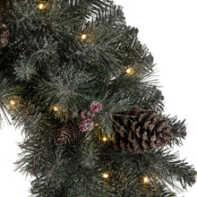 Load image into Gallery viewer, 30&quot;D Pre-Lit Glittered Pine Cone Christmas Wreath with 50 Warm White Lights
