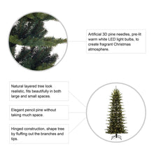 Load image into Gallery viewer, 7.5ft Pre-Lit Green Pencil Pine Artificial Christmas Tree with 450 Warm White Lights
