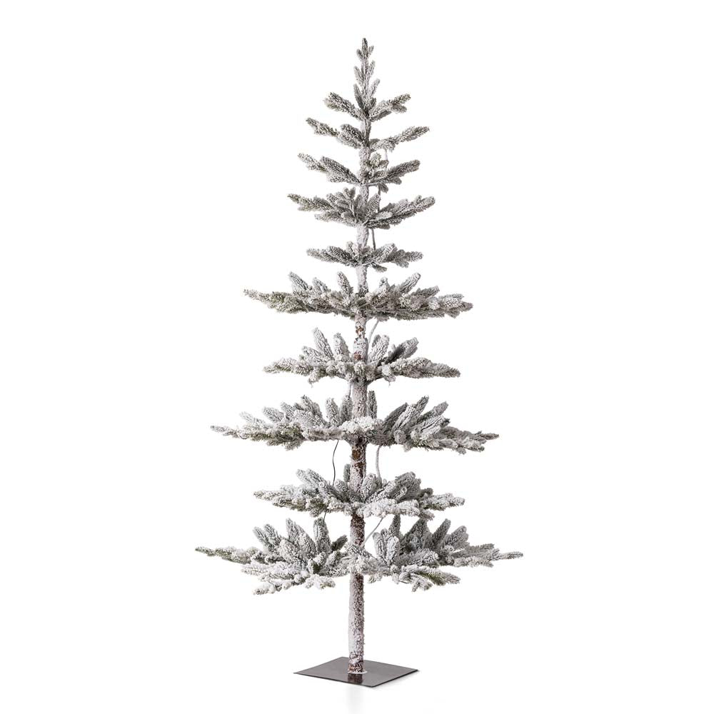 6ft Deluxe Pre-Lit Snow Flocked Pine Artificial Christmas Tree with 300 Warm White Lights