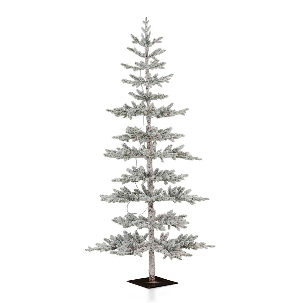 7ft Deluxe Pre-Lit Snow Flocked Pine Artificial Christmas Tree with 400 Warm White Lights