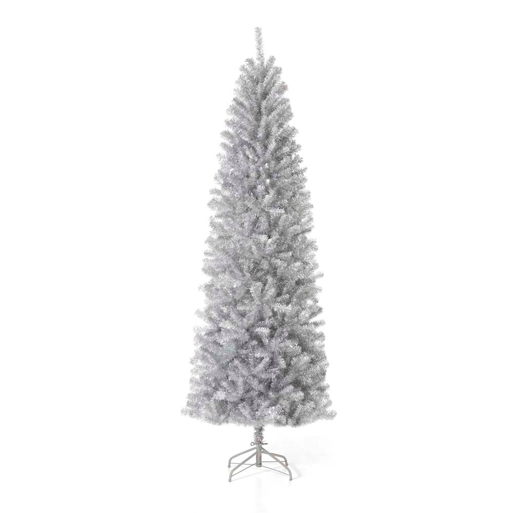 7.5ft Silver Tinsel Artificial Christmas Tree