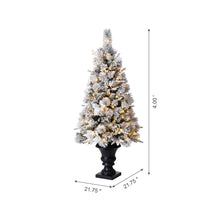 Load image into Gallery viewer, 4ft Pre-Lit Pine Artificial Christmas Porch Tree with 100 Warm White Lights and Poinsettias
