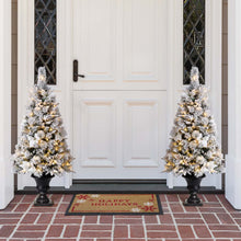 Load image into Gallery viewer, 4ft Pre-Lit Pine Artificial Christmas Porch Tree with 100 Warm White Lights and Poinsettias
