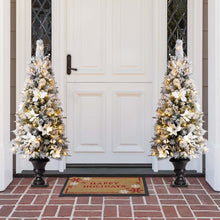 Load image into Gallery viewer, 5ft Pre-Lit Pine Artificial Christmas Porch Tree with 150 Warm White Lights and Poinsettias
