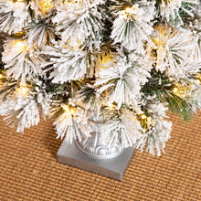 Load image into Gallery viewer, 5ft Pre-Lit Snow Flocked Pine Artificial Christmas Porch Tree with 150 Warm White Lights, Set of 2
