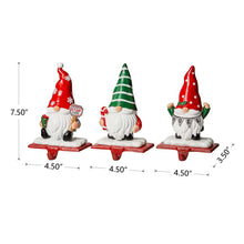 Load image into Gallery viewer, 7.5&quot;H Resin Gnomes Stocking Holders, Set of 3
