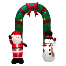 Load image into Gallery viewer, 8 ft Lighted Inflatable Santa and Snowman Gate Arch
