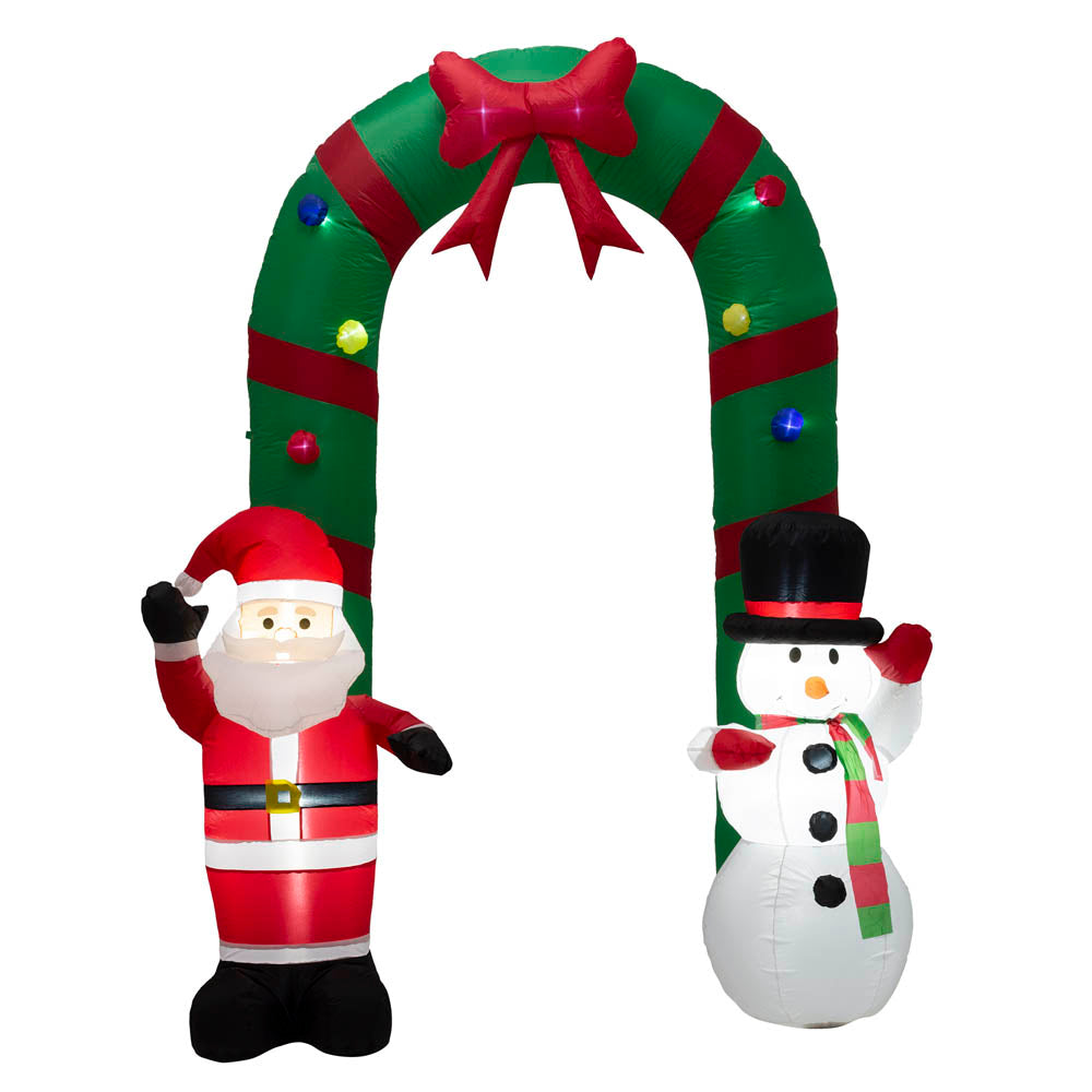 8 ft Lighted Inflatable Santa and Snowman Gate Arch