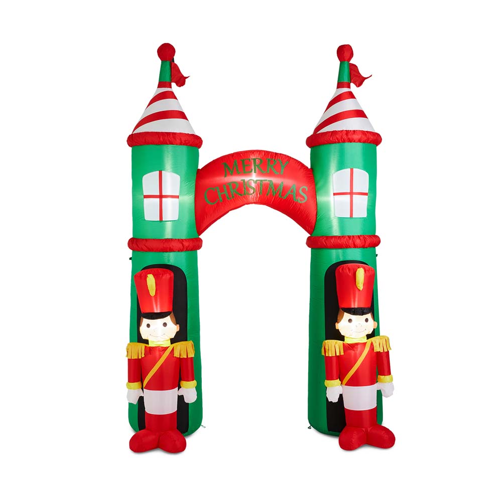 10 ft Lighted Inflatable Arch Gate with Soldiers Décor