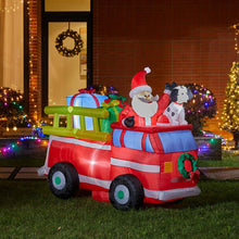 Load image into Gallery viewer, 7 ft Lighted Inflatable Santa in Truck  Décor
