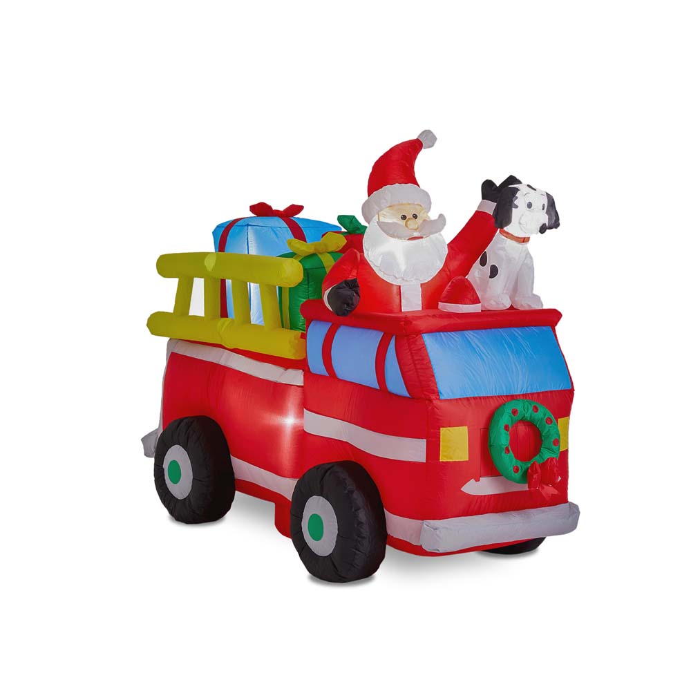 7 ft Lighted Inflatable Santa in Truck  Décor