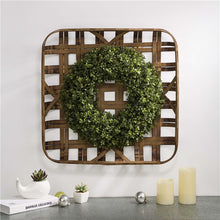 Load image into Gallery viewer, 24&quot;L Bamboo Basket with 18&quot;D Boxwood Wreath
