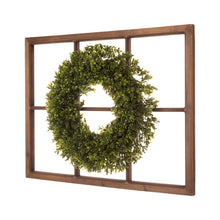 Load image into Gallery viewer, 28&quot;H Wooden Window Frame with 18&quot;D Boxwood Wreath
