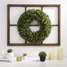 Load image into Gallery viewer, 28&quot;H Wooden Window Frame with 18&quot;D Boxwood Wreath
