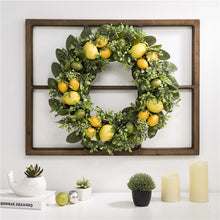 Load image into Gallery viewer, 28&quot;H Wooden Window Frame with 22&quot;D Greenery Lemon Wreath
