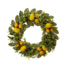 Load image into Gallery viewer, 28&quot;H Wooden Window Frame with 22&quot;D Greenery Lemon Wreath
