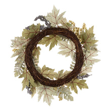 Load image into Gallery viewer, 22&quot;D Pumpkin Wreath with Green Leaf and Berries
