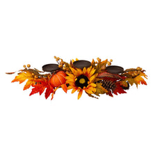 Load image into Gallery viewer, 24&quot;L Metal Candle Holder or Centerpiece with Sunflower Floral
