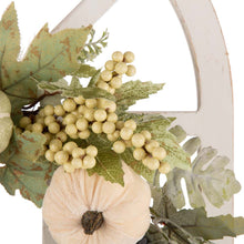 Load image into Gallery viewer, 22&quot;D Pumpkin Wreath with 36&quot;H Wooden Window Frame
