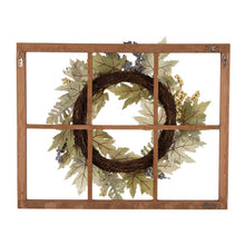 Load image into Gallery viewer, 22&quot;D Pumpkin Wreath with 28&quot;L Wooden Window Frame
