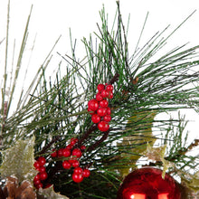 Load image into Gallery viewer, 24“D LED Pre-Lit Greenery Berry Holly Pine cone Red Ornament Wreath
