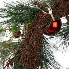 Load image into Gallery viewer, 24“D LED Pre-Lit Greenery Berry Holly Pine cone Red Ornament Wreath
