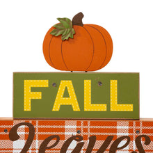 Load image into Gallery viewer, 12&quot;H LED Lighted Fall Wooden Block Word Sign Decor
