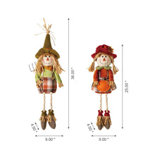 Load image into Gallery viewer, Fall Fabric Couple Scarecrow Shelf Sitter
