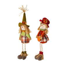 Load image into Gallery viewer, Fall Fabric Couple Scarecrow Shelf Sitter
