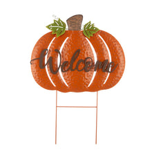 Load image into Gallery viewer, 29.72&quot;H Fall Metal Pumpkin Yard Stake/Standing/Hanging Sign
