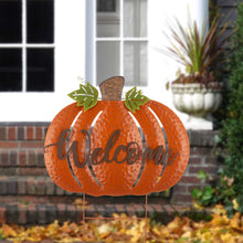 Load image into Gallery viewer, 29.72&quot;H Fall Metal Pumpkin Yard Stake/Standing/Hanging Sign
