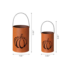 Load image into Gallery viewer, Hollow Out Metal Pumpkin Bucket, Set of 2
