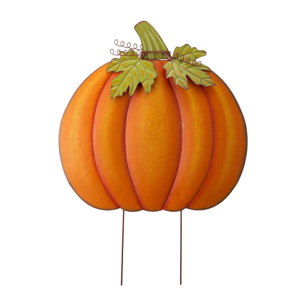 Fall Oversized Metal Pumpkin Yard Stake or Wall Décor or Standing Decor (Three Functions)