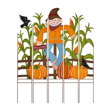 Load image into Gallery viewer, 41.5&quot;H Fall Metal Scarecrow &amp; Corns Combo Yard Stake
