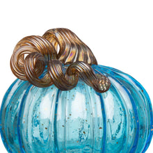 Load image into Gallery viewer, S/2 Blue Glass Pumpkin Decor
