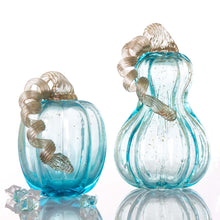 Load image into Gallery viewer, S/2 Blue Glass Pumpkin Decor
