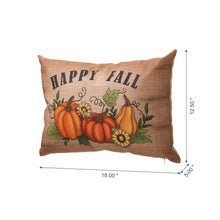 Load image into Gallery viewer, 18&quot;L Faux Burlap Happy Fall Pumpkin Pillow
