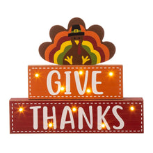 Load image into Gallery viewer, 11.81&quot;L Thanksgiving Wooden Lighted Turkey/Word Block Table Decor
