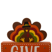 Load image into Gallery viewer, 11.81&quot;L Thanksgiving Wooden Lighted Turkey/Word Block Table Decor
