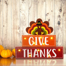 Load image into Gallery viewer, 11.81&quot;L Thanksgiving Wooden Lighted Turkey/Word Block Table Decor
