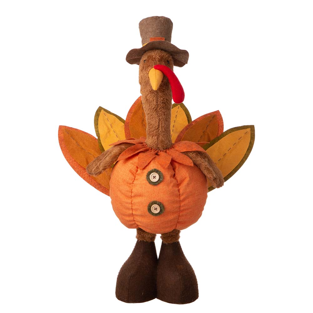 Fabric Turkey Standing Decor With Telescoping Legs and LED Lights