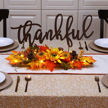 Load image into Gallery viewer, 24&quot;L Lighted Metal &quot;Thankful&quot; Centerpiece Table Décor with Floral
