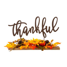 Load image into Gallery viewer, 24&quot;L Lighted Metal &quot;Thankful&quot; Centerpiece Table Décor with Floral
